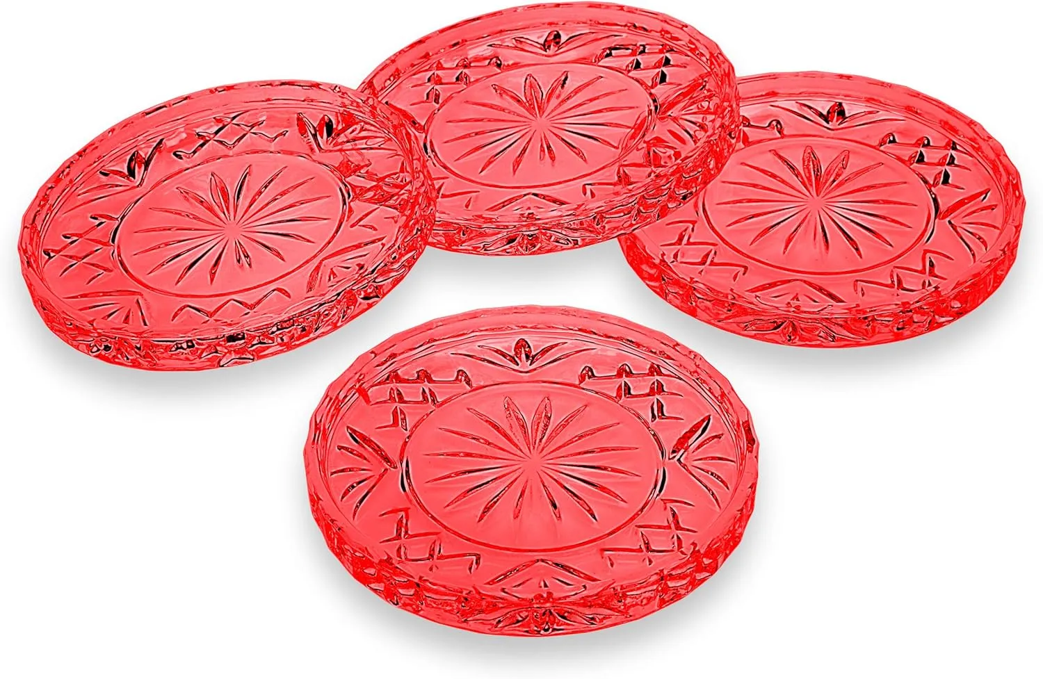 Godinger Coasters for Drinks, Coasters for Coffee Table, Crystal Glass Bar Coasters, Dublin Collection - Set of 4