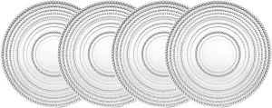 Godinger Glass Dinner Plates, Dinnerware Plate Set - Lumina,10.5", Set of 4