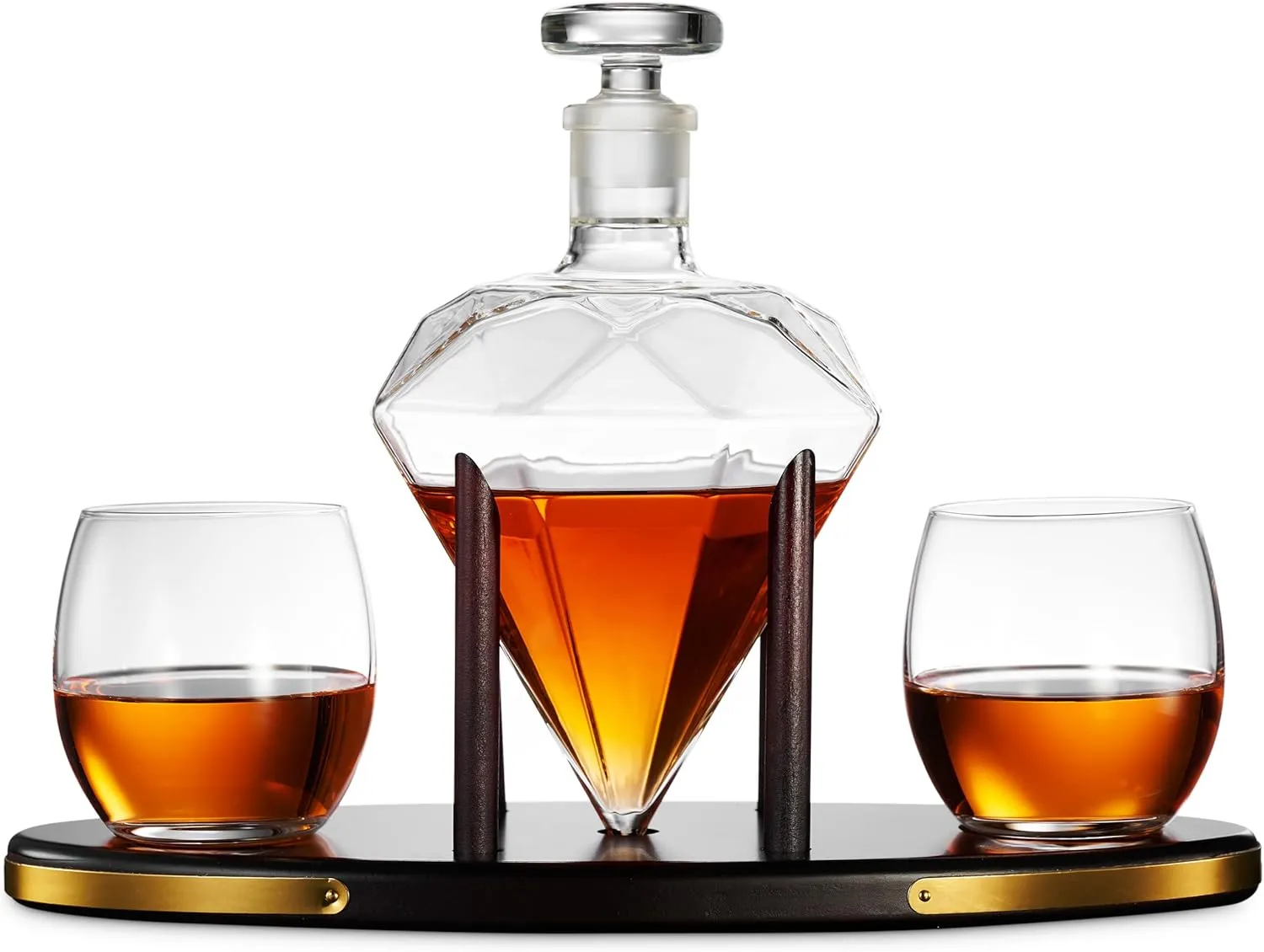 Godinger Whiskey Decanter and Whiskey Glasses Set, Diamond Liquor Decanter and Cocktail Whiskey Glasses Gift Set - for Liquor, Scotch, Bourbon, Vodka - 850ml