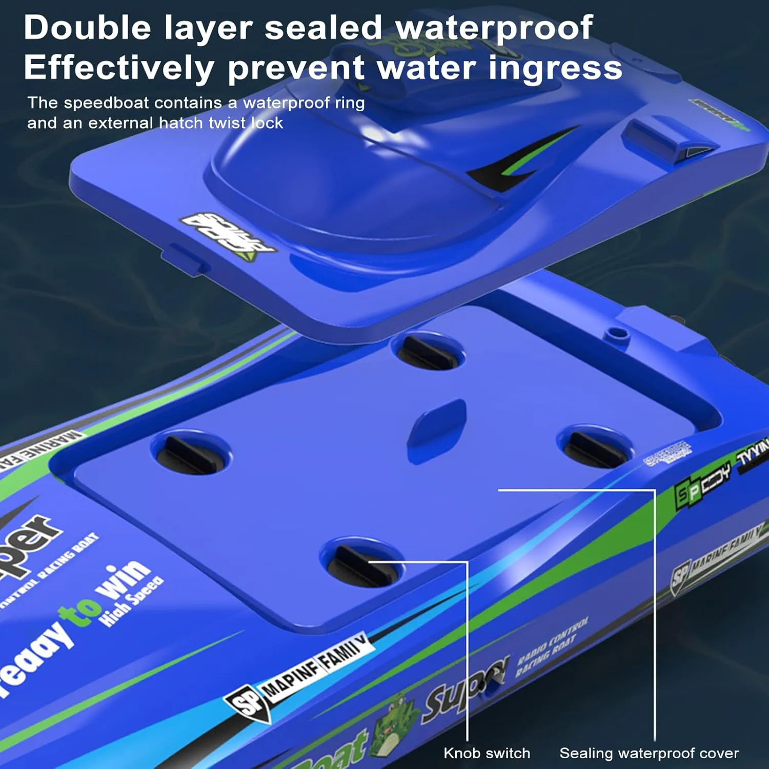 GoolRC Remote Control Boat 2.4GHz High Speed 30km/h Brushless Turbojet Speedboat Remote Control Ship Cooling Waterproof Low Battery/Over Distance Reminder 2 Battery