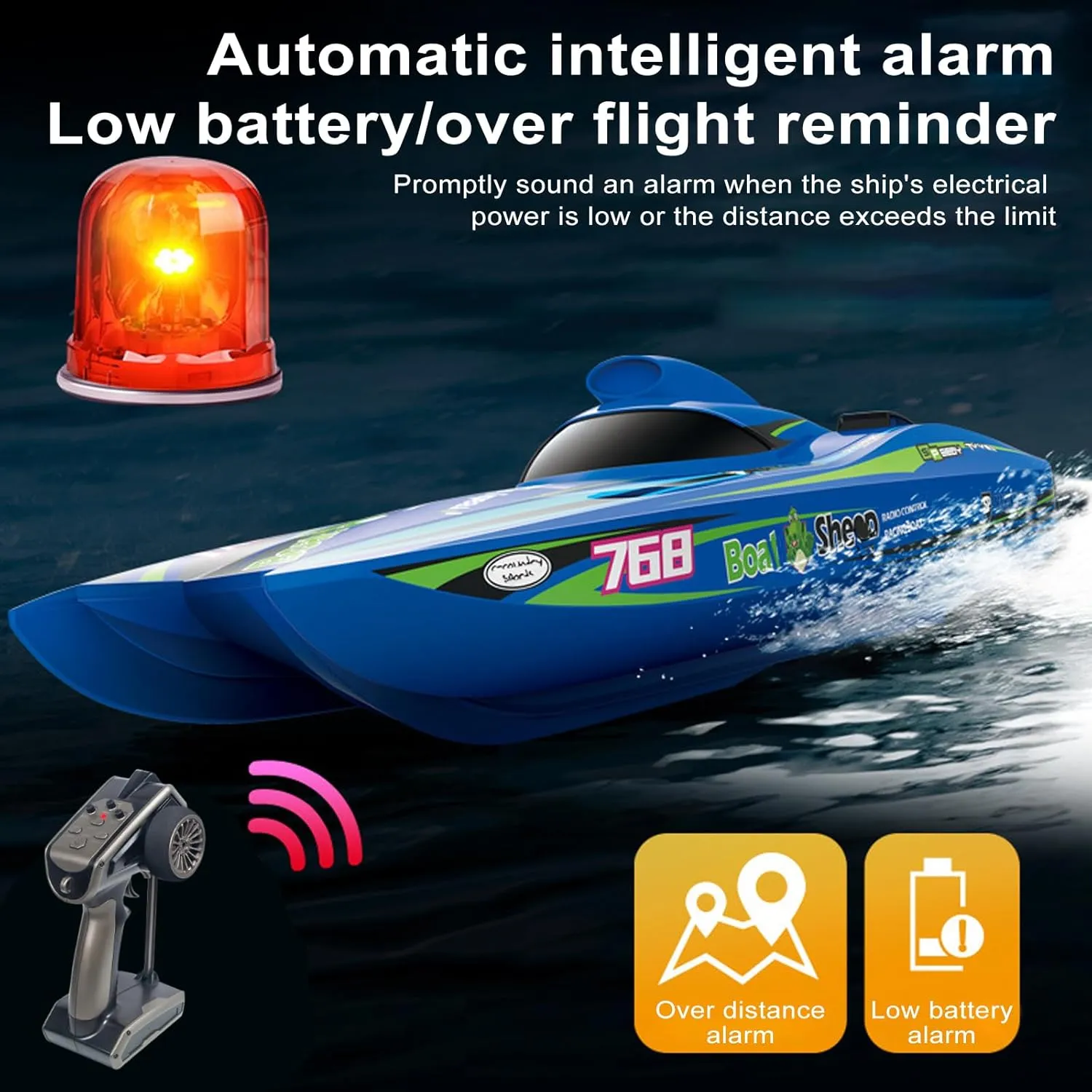 GoolRC Remote Control Boat 2.4GHz High Speed 30km/h Brushless Turbojet Speedboat Remote Control Ship Cooling Waterproof Low Battery/Over Distance Reminder 2 Battery