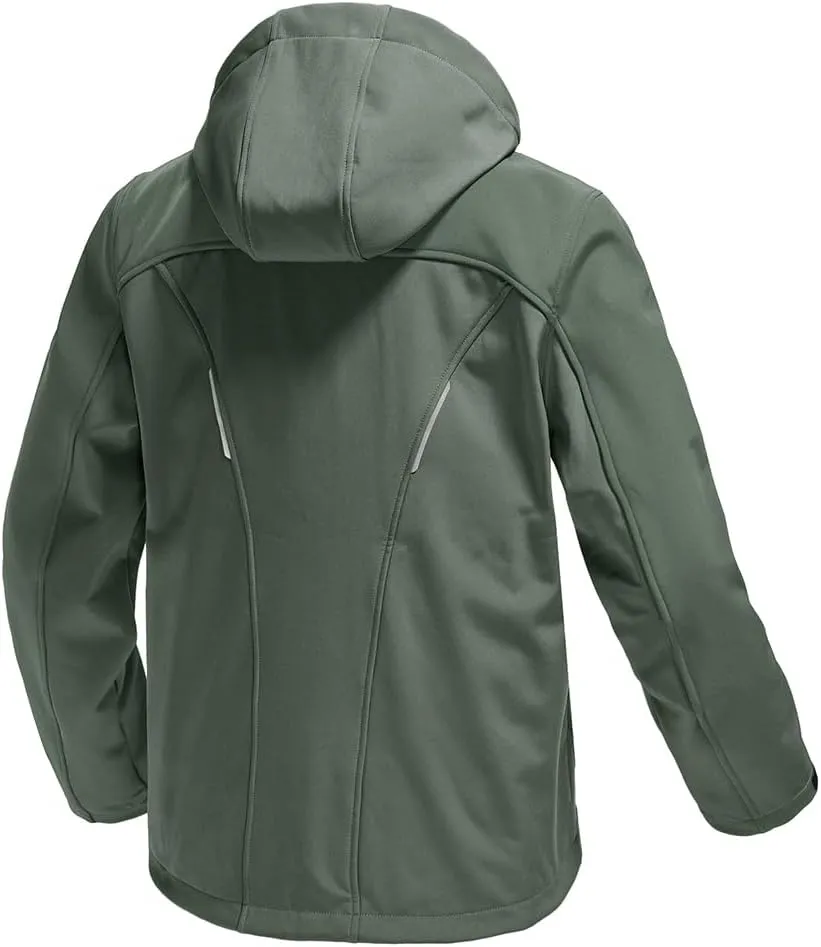 Gopune Men's Lightweight Soft Shell Jacket Fleece Lined Waterproof Hooded Hiking Winter Jacket
