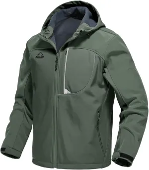 Gopune Men's Lightweight Soft Shell Jacket Fleece Lined Waterproof Hooded Hiking Winter Jacket