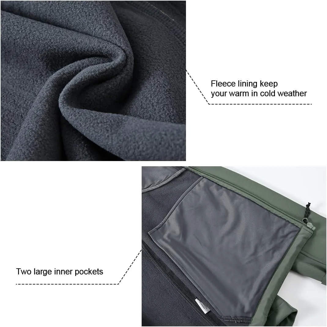 Gopune Men's Lightweight Soft Shell Jacket Fleece Lined Waterproof Hooded Hiking Winter Jacket