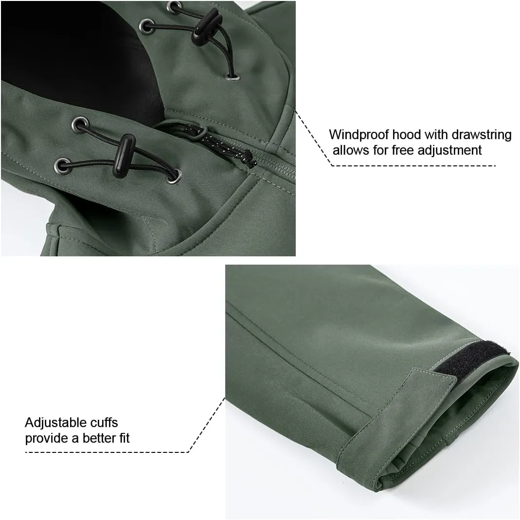 Gopune Men's Lightweight Soft Shell Jacket Fleece Lined Waterproof Hooded Hiking Winter Jacket