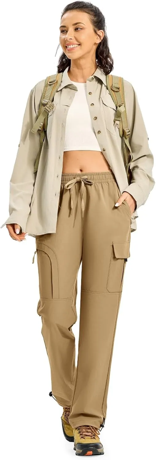Gopune Women's Hiking Cargo Pants Lightweight Quick Dry Water Resistant Camping Work Travel Pants
