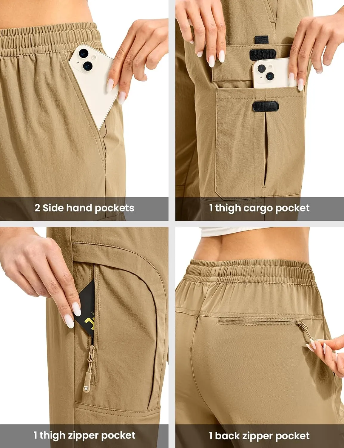 Gopune Women's Hiking Cargo Pants Lightweight Quick Dry Water Resistant Camping Work Travel Pants