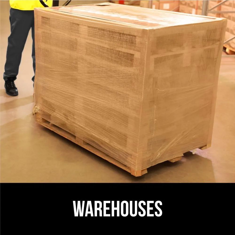 GORILLA GRIP 500% Stretch Film Heavy Duty Plastic, 2 Pack 1200ft Shrink Wrap Rolls 17" Puncture Resistant, Industrial Strength for Pallet Storing, Wrapping, Moving, Packing Furniture Protection Clear