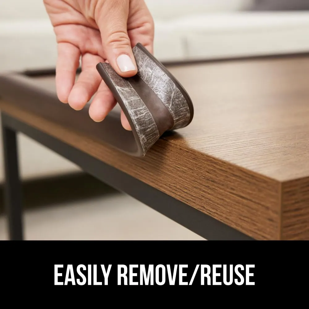 GORILLA GRIP Baby Proof Corners and Edges for Furniture, Kid Proofing Adhesive Table Corner Protectors, Heavy Duty Soft Rubber Foam Protection, Includes 8 Protective Safety Guards, 10 Feet, Brown
