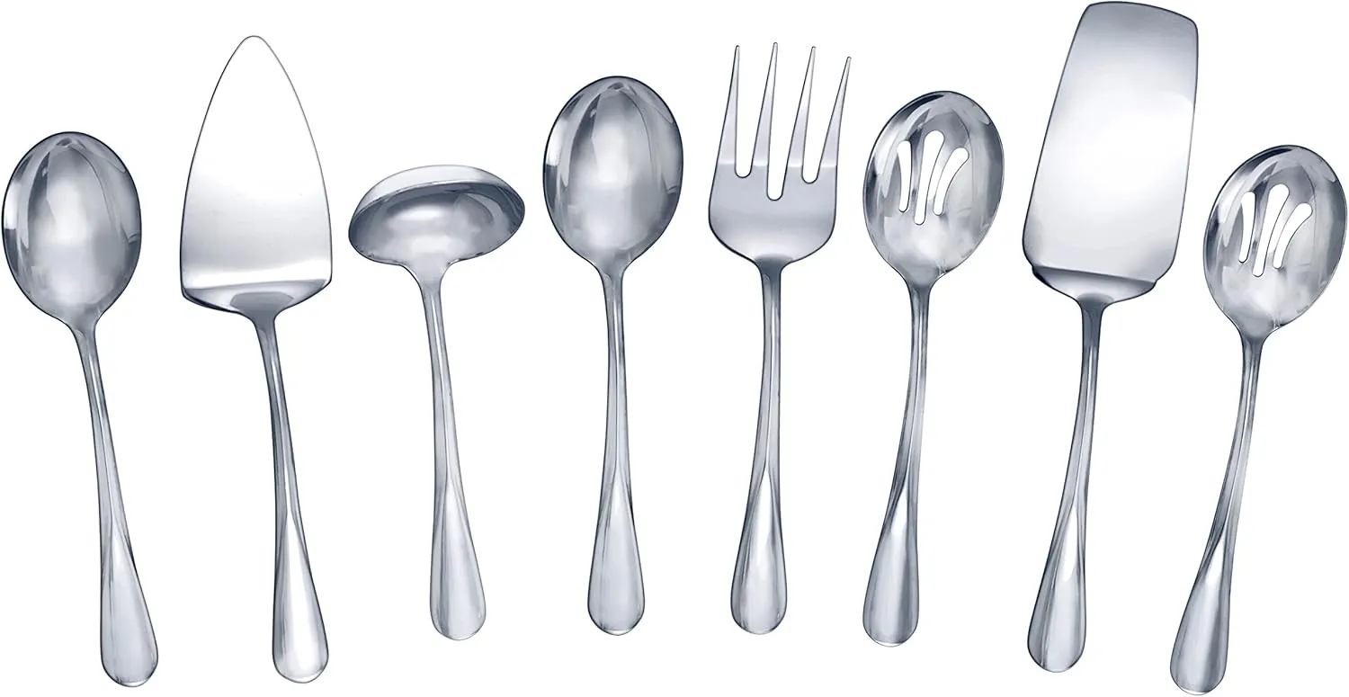 Gourmet Basics by Mikasa 5181046 Kaylee 8-Piece Stainless Steel Serving Set