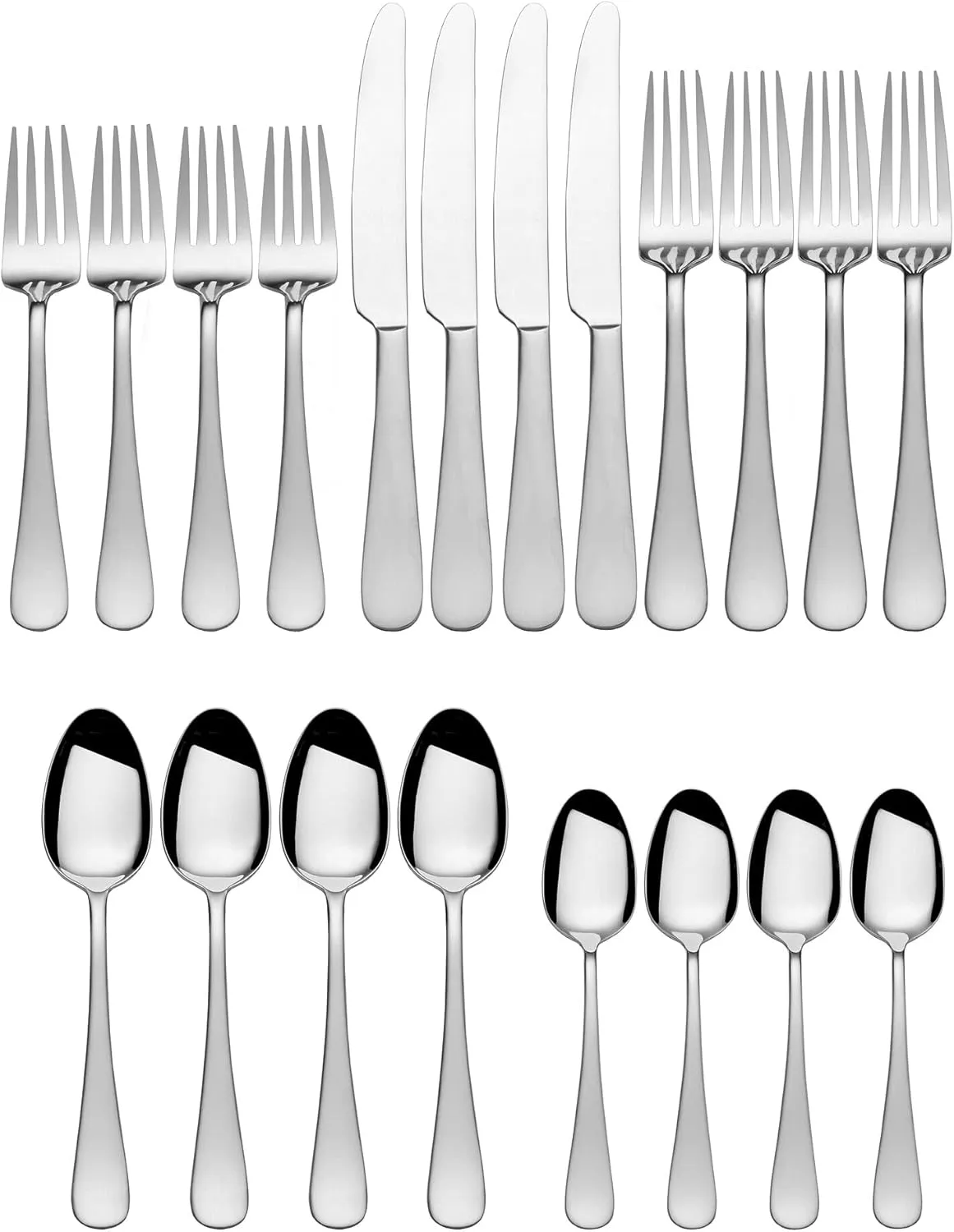 Gourmet Basics by Mikasa Satin Symmetry 20-Piece Stainless Steel Flaware Set, Service for 4