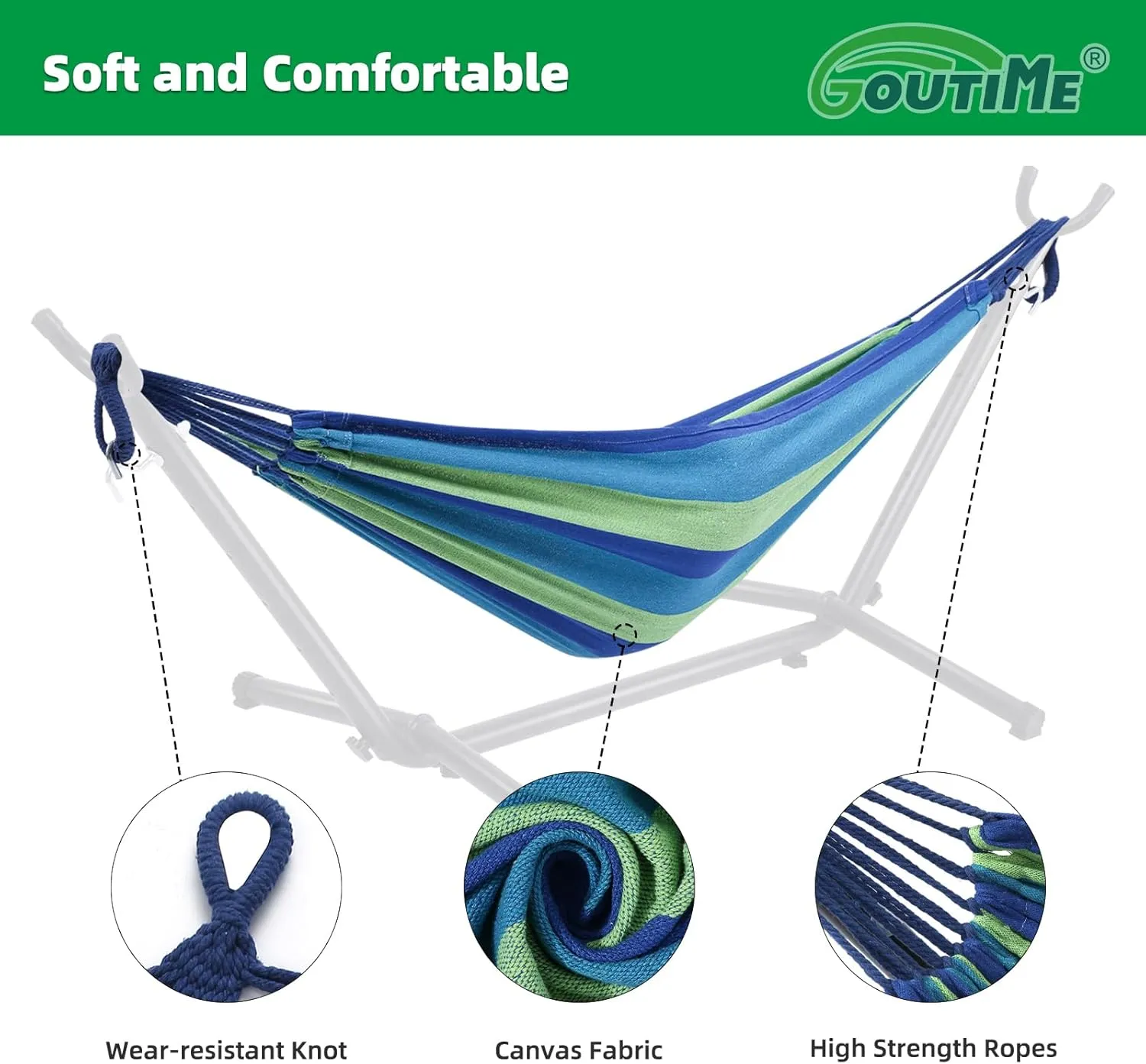 Goutime Kids Hammock with Stand,220lb Capacity,Childs Hammocks Frame Holder Base with Portable Carrying Bag for Indoor,Outdoor,Patio,Deck,Yard,Beach (Blue)