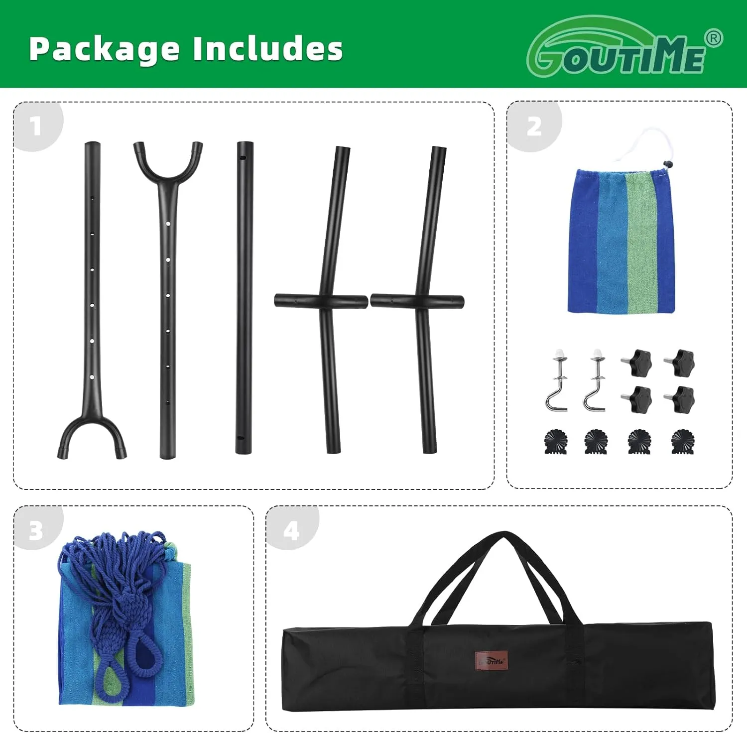 Goutime Kids Hammock with Stand,220lb Capacity,Childs Hammocks Frame Holder Base with Portable Carrying Bag for Indoor,Outdoor,Patio,Deck,Yard,Beach (Blue)