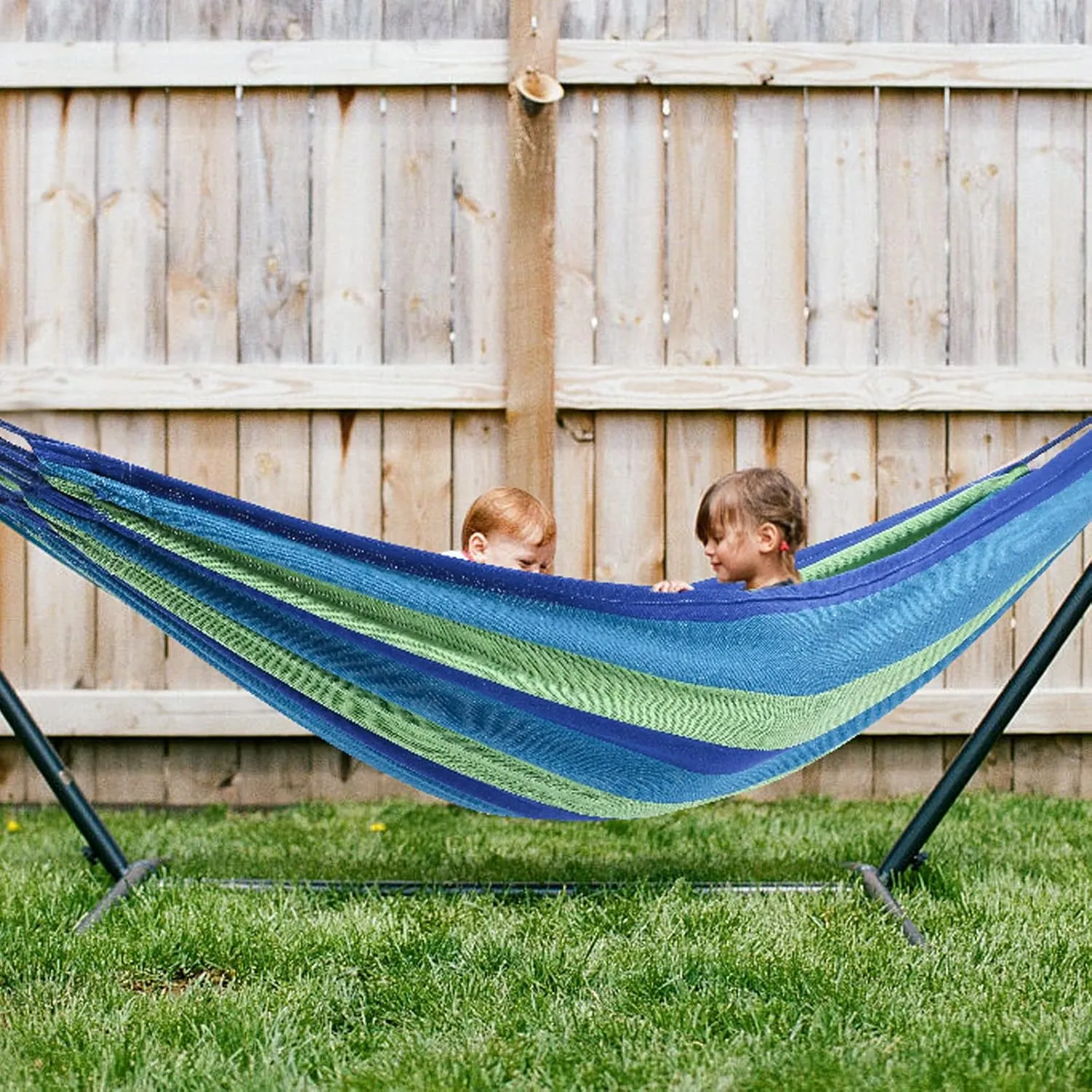 Goutime Kids Hammock with Stand,220lb Capacity,Childs Hammocks Frame Holder Base with Portable Carrying Bag for Indoor,Outdoor,Patio,Deck,Yard,Beach (Blue)