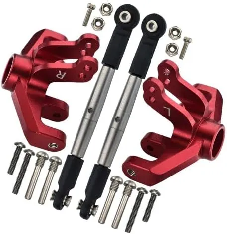 GPM For Losi 1/10 Baja Rey 4WD Desert Truck (LOS03008) Upgrade Parts Aluminum Front Knuckle Arm   Stainless Steel Adjustable Tie Rods - 18Pc Set Red