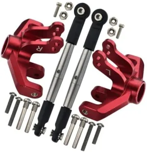 GPM For Losi 1/10 Baja Rey 4WD Desert Truck (LOS03008) Upgrade Parts Aluminum Front Knuckle Arm   Stainless Steel Adjustable Tie Rods - 18Pc Set Red