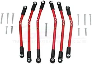 GPM For Traxxas TRX-4 Trail Defender Crawler Upgrade Parts Aluminum Adjustable Suspension Links - 6Pc Set Red
