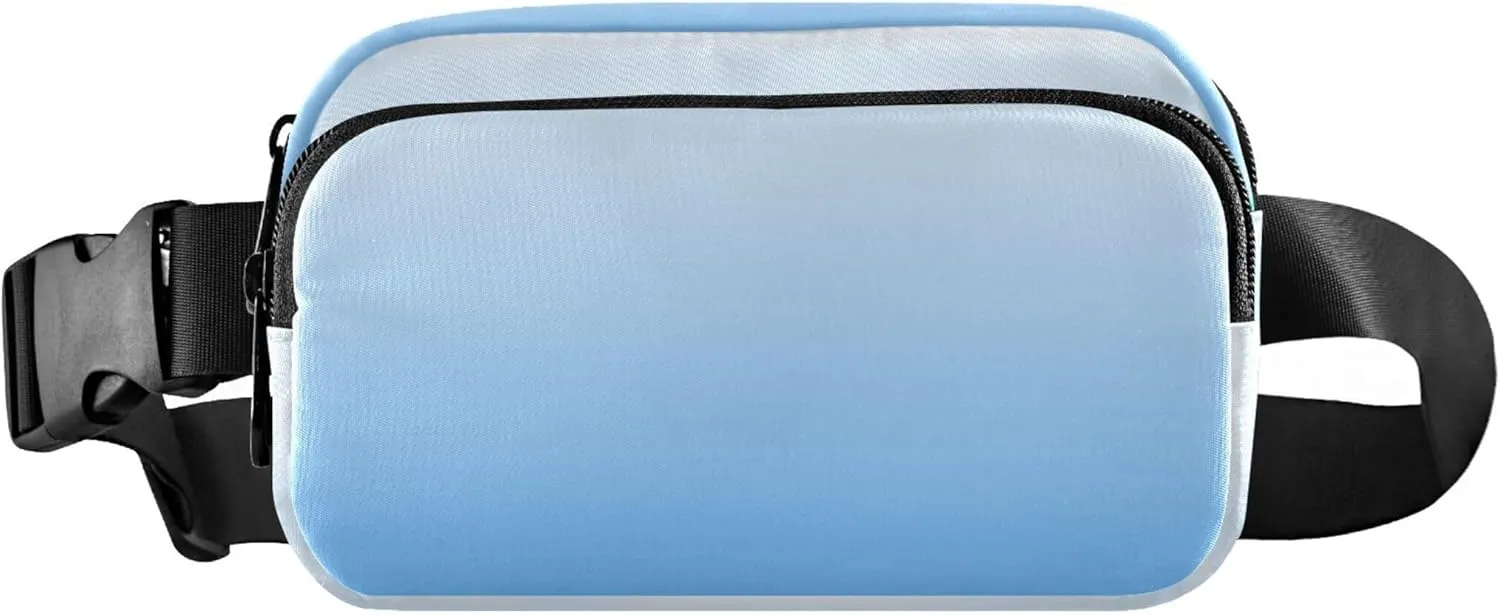 Gradient Blue Fanny Belt Bag Waist Packs Crossbody Bags Bum Bag for Running Hiking Travel Workout Adjustable Strap for Women Men