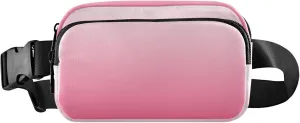 Gradient Pink Fanny Belt Bag Waist Packs Crossbody Bags Bum Bag for Running Hiking Travel Workout Adjustable Strap for Women Men
