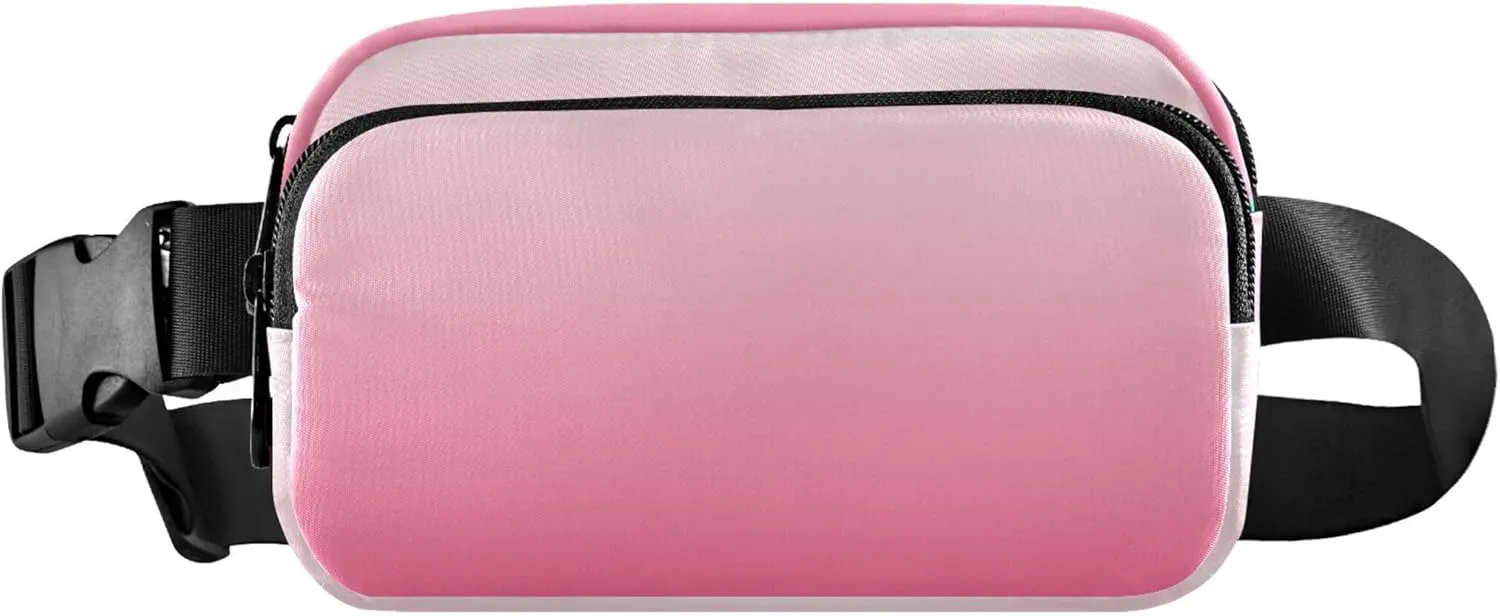 Gradient Pink Fanny Belt Bag Waist Packs Crossbody Bags Bum Bag for Running Hiking Travel Workout Adjustable Strap for Women Men