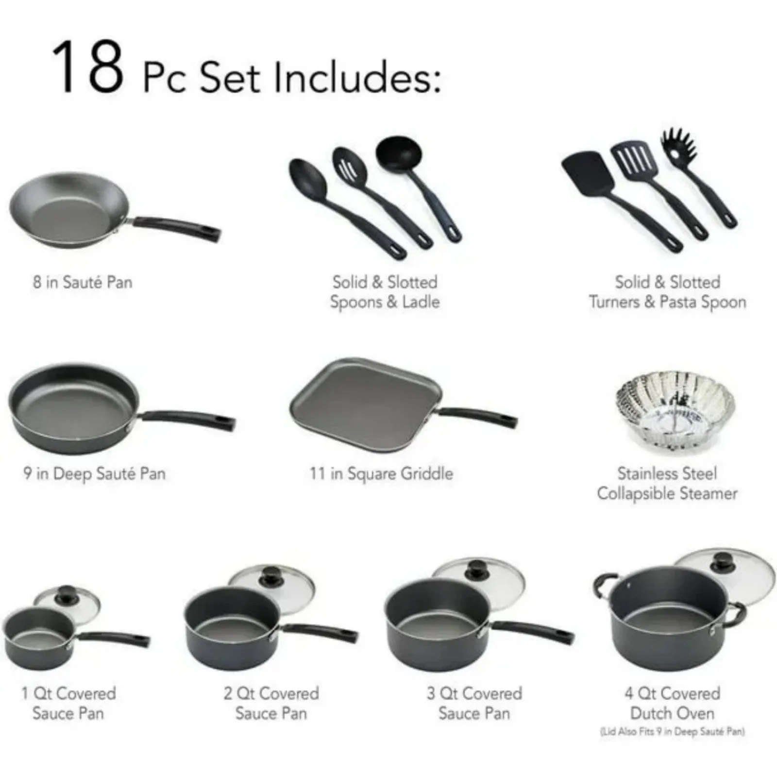 Gray Non-stick Set, Final call Steel Piece 18 Classy Cookware LunaLulink