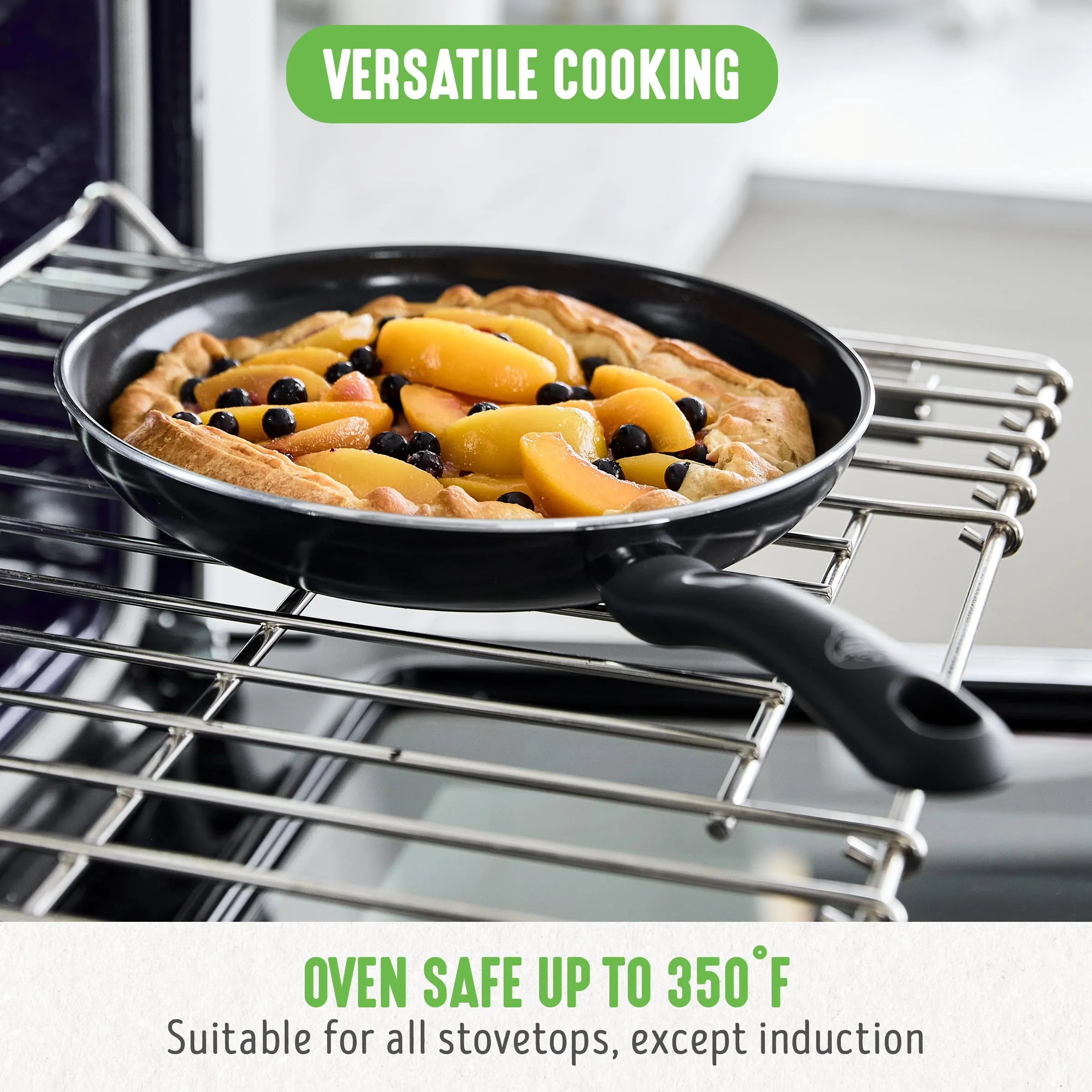 GreenLife Soft Grip Healthy Ceramic Nonstick 7" and 10" Frying Pan Set, Non Toxic PFAS & PFOA-Free, Dishwasher Safe, Egg Omelet Skillet, Cookware for Easy Cooking, Kitchen Essentials, Turquoise