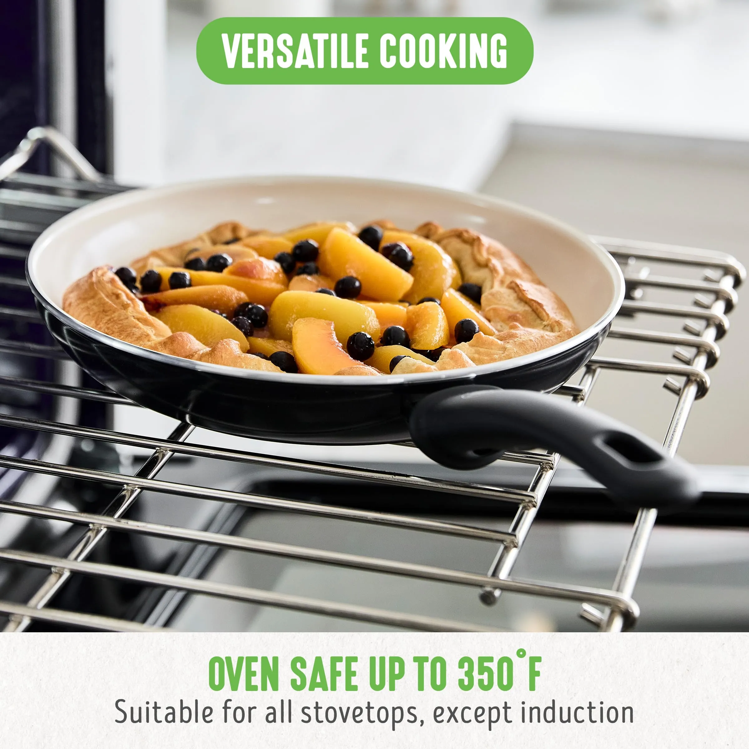 GreenLife Soft Grip Healthy Ceramic Nonstick 7" and 10" Frying Pan Set, Non Toxic PFAS & PFOA-Free, Dishwasher Safe, Egg Omelet Skillet, Cookware for Easy Cooking, Kitchen Essentials, Turquoise