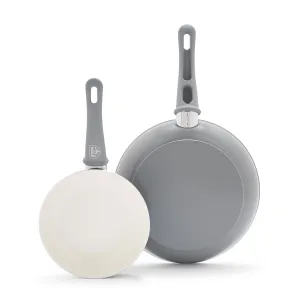 GreenLife Soft Grip Healthy Ceramic Nonstick 7" and 10" Frying Pan Set, Non Toxic PFAS & PFOA-Free, Dishwasher Safe, Egg Omelet Skillet, Cookware for Easy Cooking, Kitchen Essentials, Turquoise