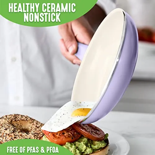 GreenLife Soft Grip Healthy Ceramic Nonstick 7" and 10" Frying Pan Set, Non Toxic PFAS & PFOA-Free, Dishwasher Safe, Egg Omelet Skillet, Cookware for Easy Cooking, Kitchen Essentials, Turquoise