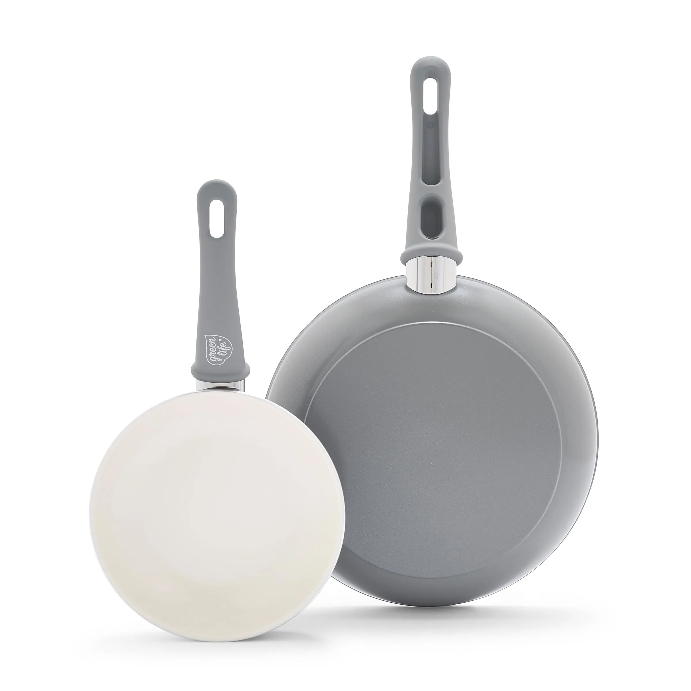 GreenLife Soft Grip Healthy Ceramic Nonstick 7" and 10" Frying Pan Set, Non Toxic PFAS & PFOA-Free, Dishwasher Safe, Egg Omelet Skillet, Cookware for Easy Cooking, Kitchen Essentials, Turquoise