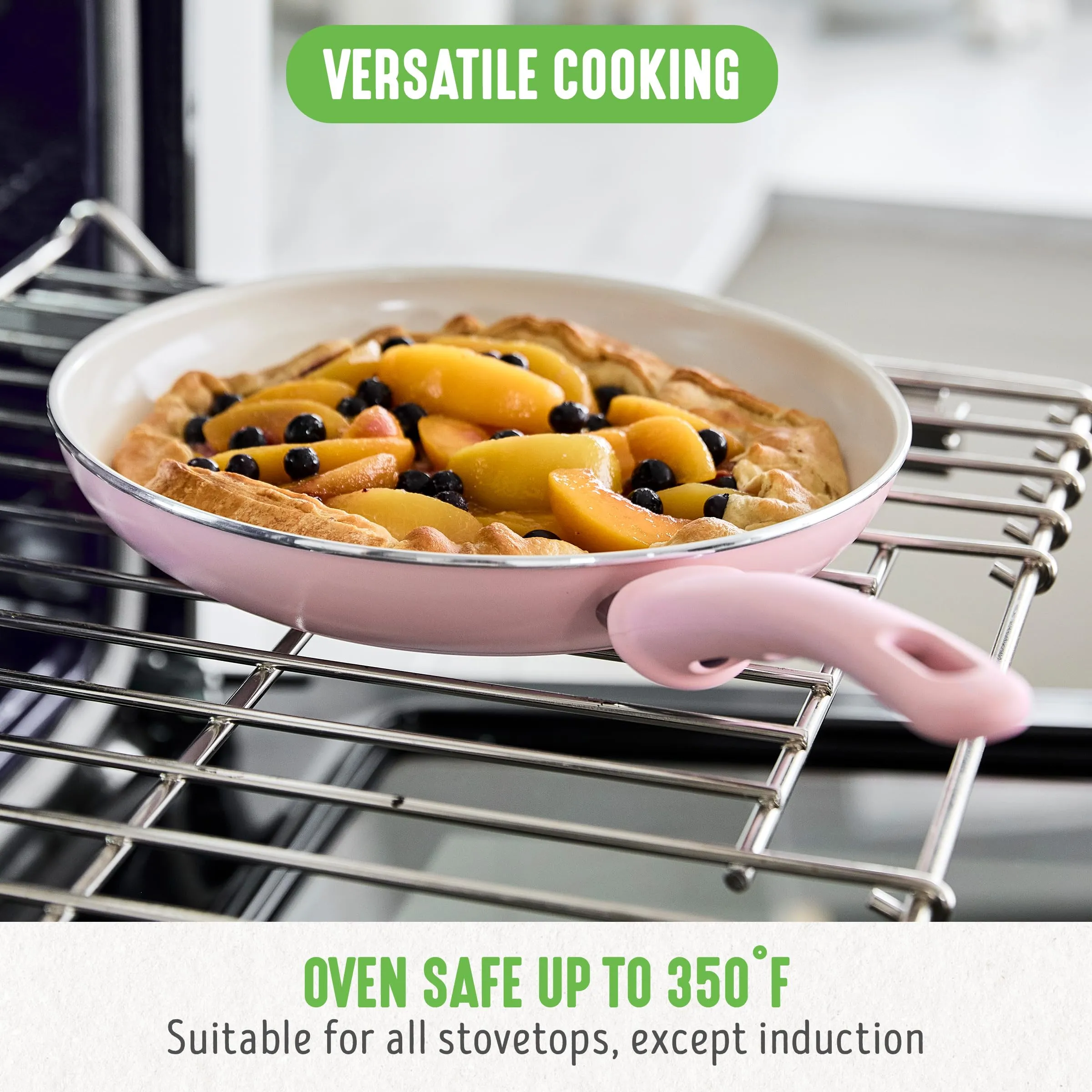 GreenLife Soft Grip Healthy Ceramic Nonstick 7" and 10" Frying Pan Set, Non Toxic PFAS & PFOA-Free, Dishwasher Safe, Egg Omelet Skillet, Cookware for Easy Cooking, Kitchen Essentials, Turquoise