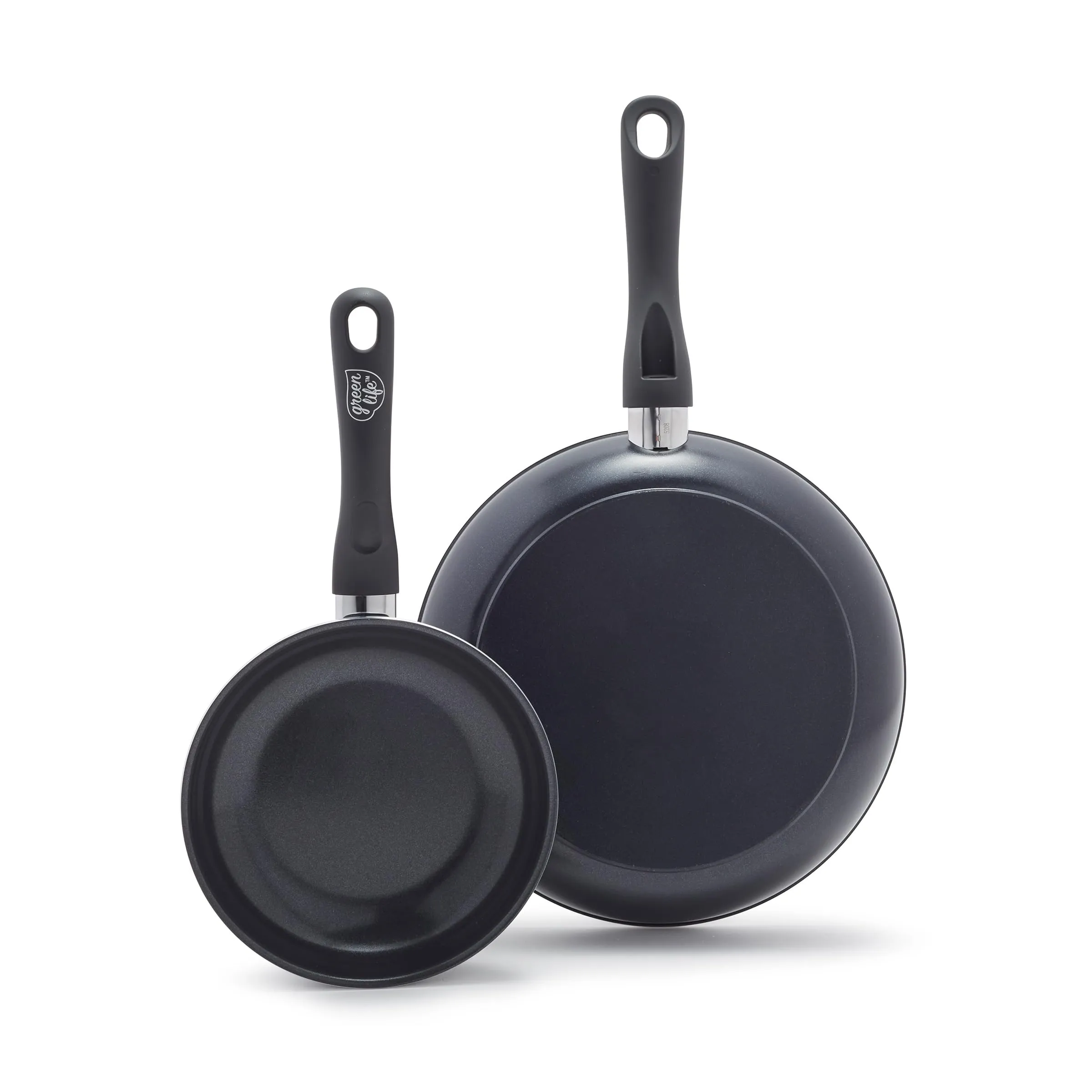 GreenLife Soft Grip Healthy Ceramic Nonstick 7" and 10" Frying Pan Set, Non Toxic PFAS & PFOA-Free, Dishwasher Safe, Egg Omelet Skillet, Cookware for Easy Cooking, Kitchen Essentials, Turquoise