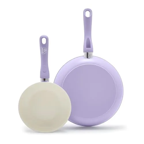 GreenLife Soft Grip Healthy Ceramic Nonstick 7" and 10" Frying Pan Set, Non Toxic PFAS & PFOA-Free, Dishwasher Safe, Egg Omelet Skillet, Cookware for Easy Cooking, Kitchen Essentials, Turquoise