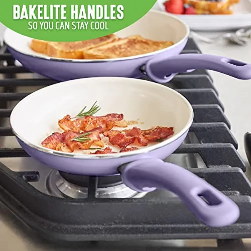 GreenLife Soft Grip Healthy Ceramic Nonstick 7" and 10" Frying Pan Set, Non Toxic PFAS & PFOA-Free, Dishwasher Safe, Egg Omelet Skillet, Cookware for Easy Cooking, Kitchen Essentials, Turquoise