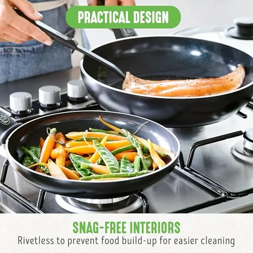 GreenLife Soft Grip Healthy Ceramic Nonstick 7" and 10" Frying Pan Set, Non Toxic PFAS & PFOA-Free, Dishwasher Safe, Egg Omelet Skillet, Cookware for Easy Cooking, Kitchen Essentials, Turquoise