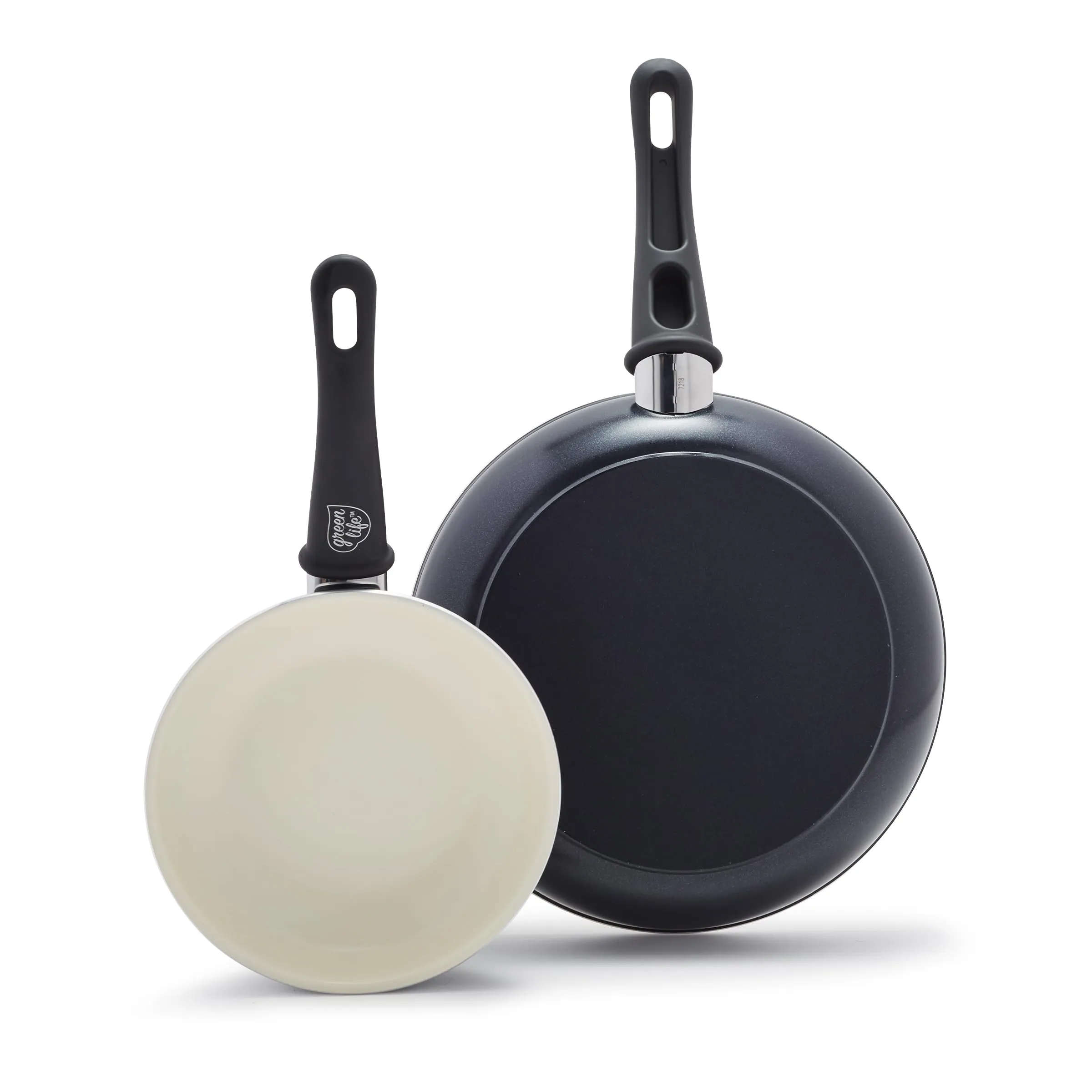 GreenLife Soft Grip Healthy Ceramic Nonstick 7" and 10" Frying Pan Set, Non Toxic PFAS & PFOA-Free, Dishwasher Safe, Egg Omelet Skillet, Cookware for Easy Cooking, Kitchen Essentials, Turquoise