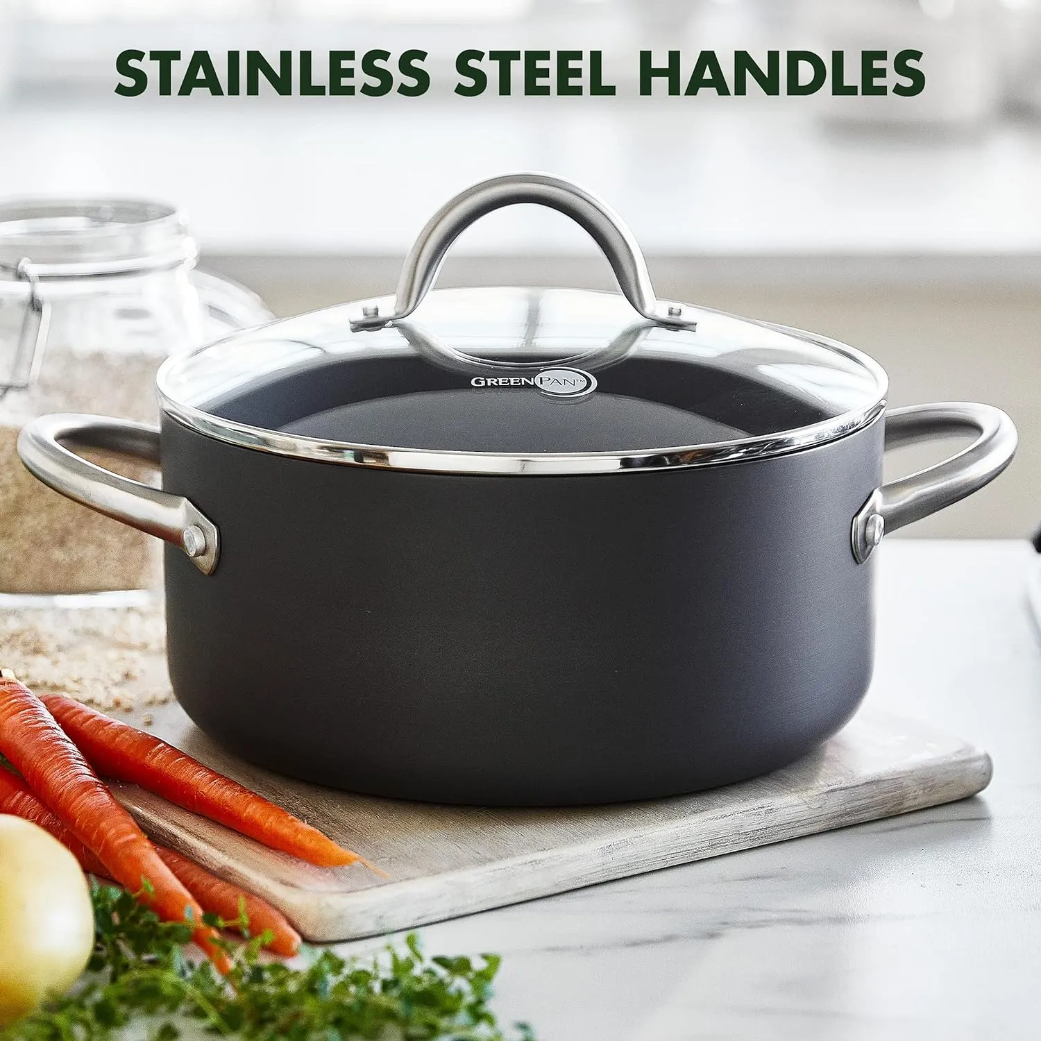 GreenPan Lima Hard Anodized Healthy Ceramic Nonstick 18 Piece Cookware Bakeware Pots and Pans Set, PFAS-Free, Oven Safe, Gray