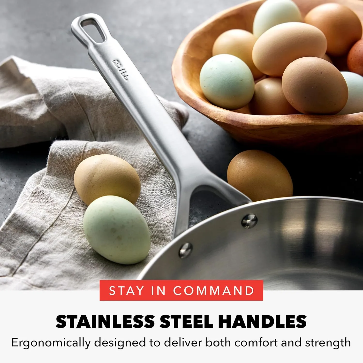 GreenPan x Bobby Flay Tri-Ply Stainless Steel Cookware Set,10 Piece Pots & Pans, Multiclad, Induction Compatible, Oven & Broiler Safe to 400°F, Heat Responsive Core, Dishwasher Safe, Glass Lids
