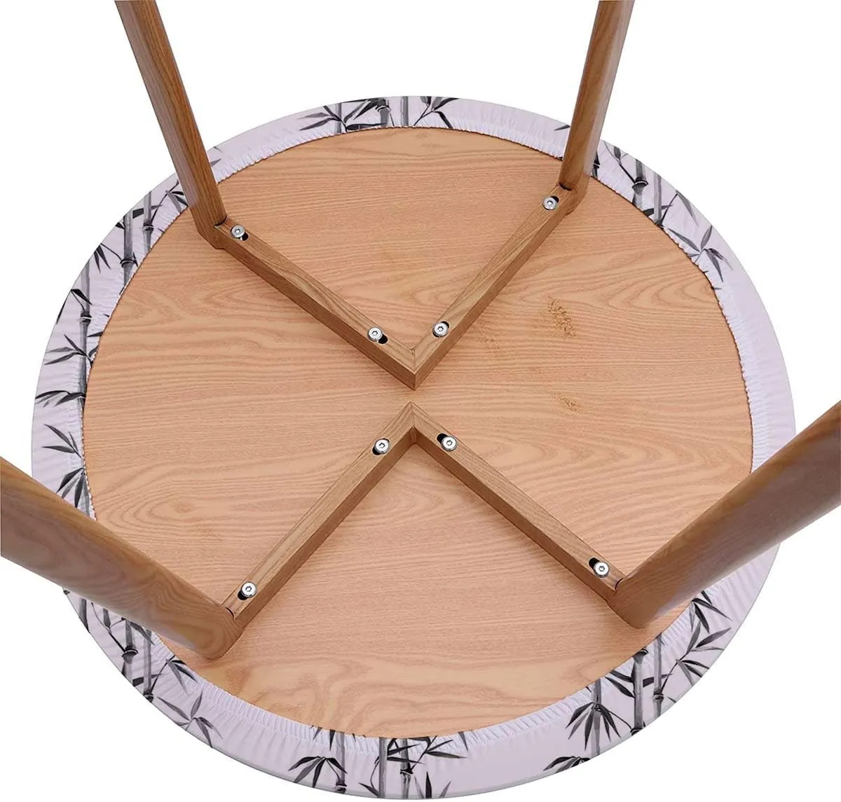 Grey Charcoal Waterproof Wipeable Table Cover Bamboo Tree Clear Simple Background Elastic Table Cloth Waterproof Oil-Proof Table Cover Bamboo Fits up 45"-50" Diameter Tables