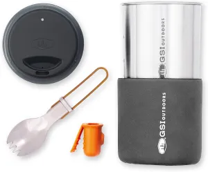 GSI Outdoors Glacier Stainless Dualist I Backcountry Mess Kit, 2-Person Camping or Backpacking Cookware Set