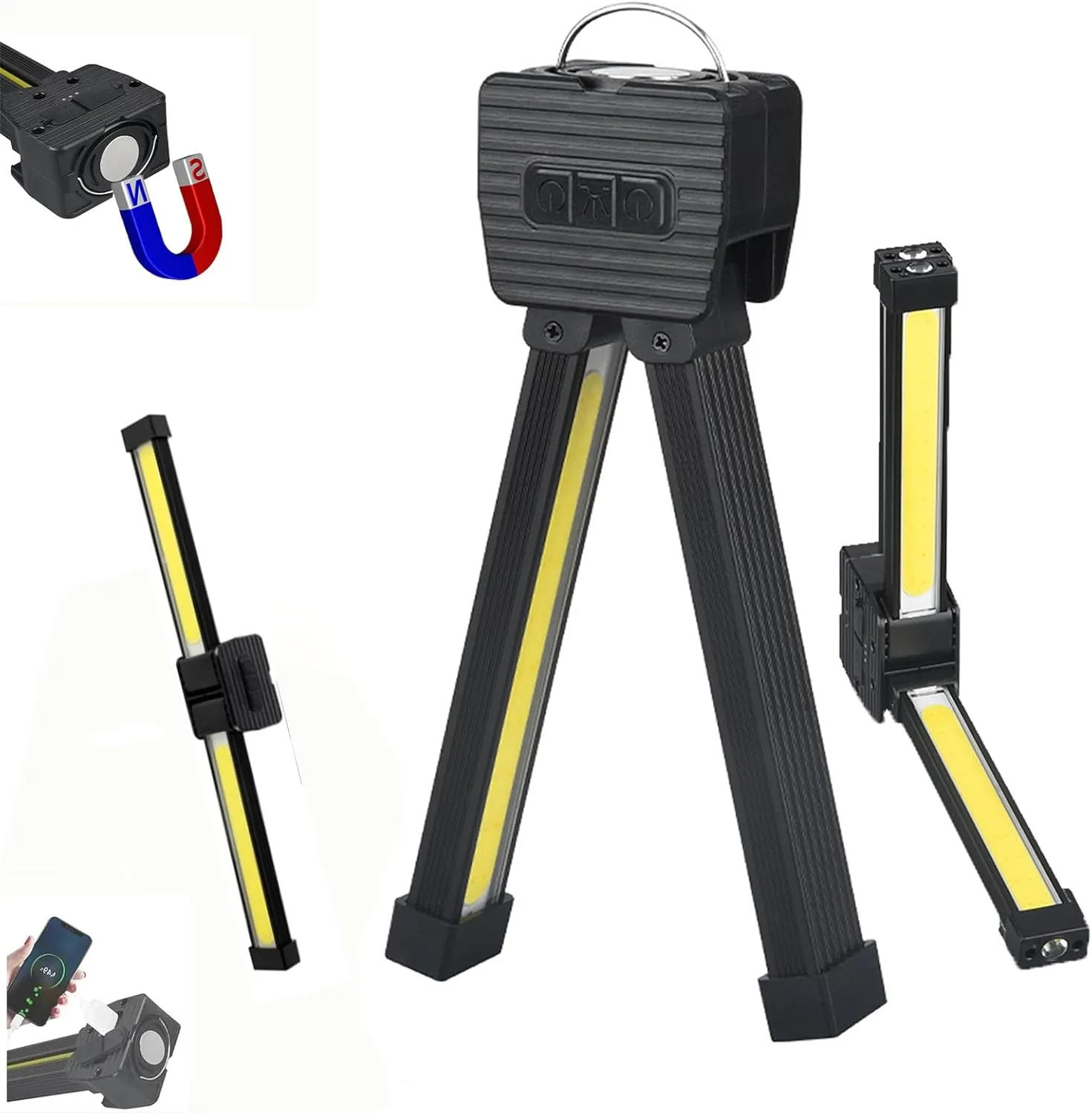 Gym Lamp for Posing,Posing Lamp,Portable Magnet LED Flashlight with Hanging Hook,7th Gear Dimming,Gym Lamps 180 Degree Folding, USB Rechargeable Worklight,Power Bank Camping Light