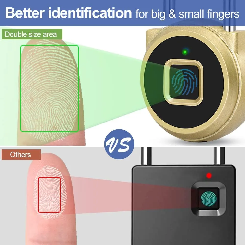 Gym Locker Padlock eLinkSmart Fingerprint Padlock with 1000  App User - Outdoor Waterproof Security Smart Lock for Gym Locker Backpack Gun Case Field Box Gold Support iOS Watch
