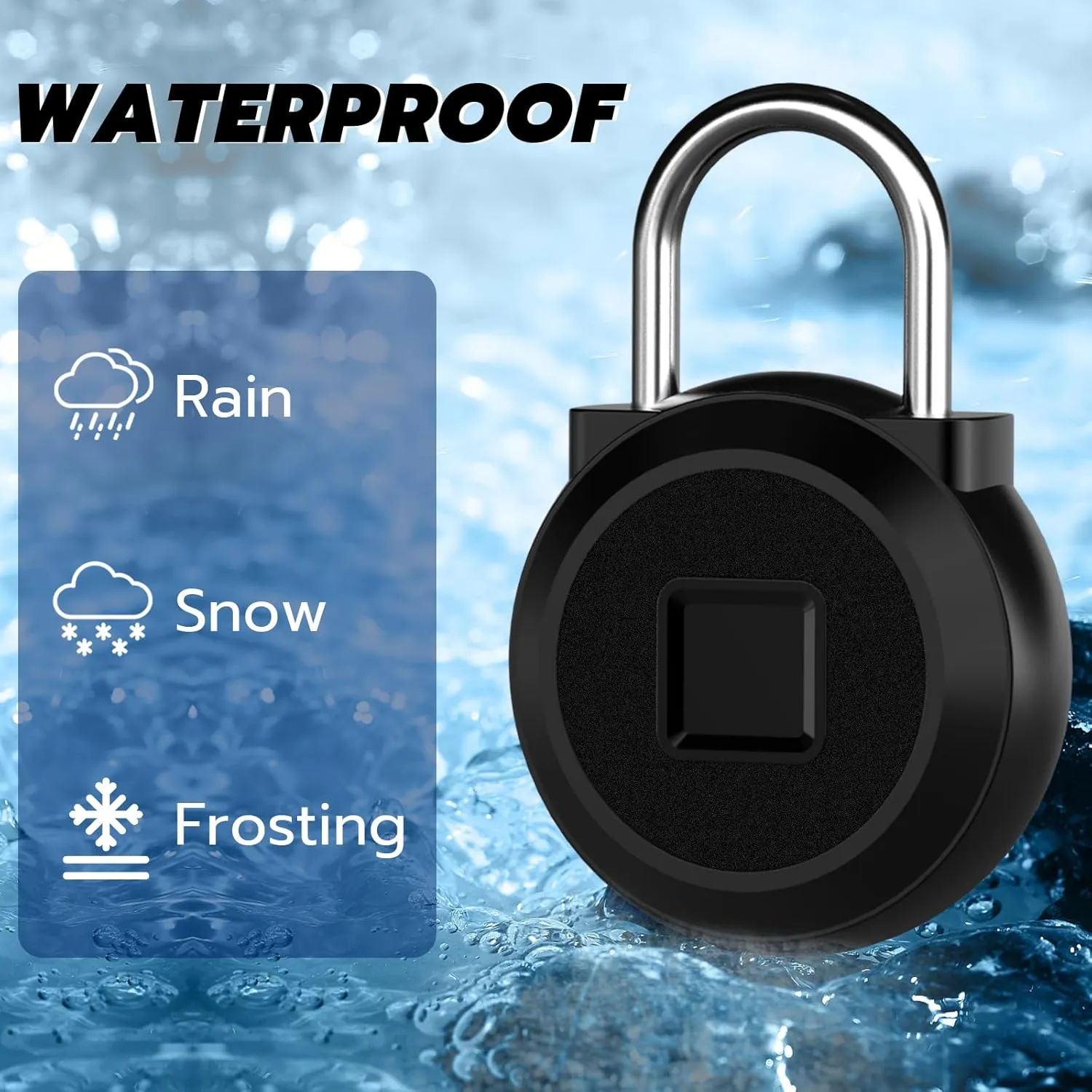 Gym Locker Padlock Fingerprint Padlock eLinkSmart - Waterproof Keyless Smart Lock Bluetooth App Authorized View Record Combination Padlock for School Gym Locker Gun Case Field Box Black