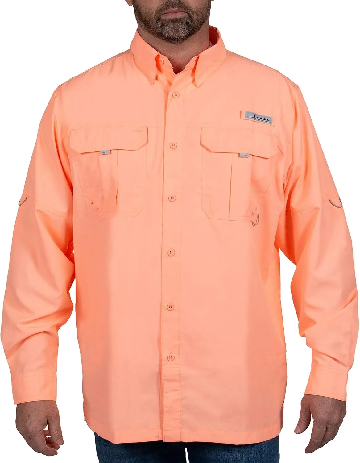 HABIT Men's Fourche Mountain Long Sleeve River Guide Fishing Shirt - UPF 40  UV Protection