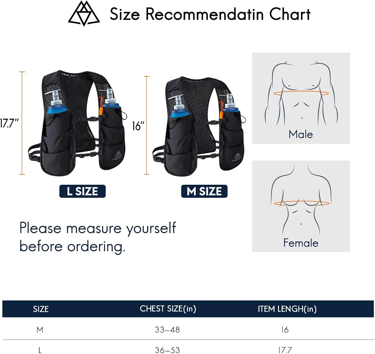Haimont Running Hydration Vest, 5L Lightweight Runner Vest Pack for Women Men, Trail Running