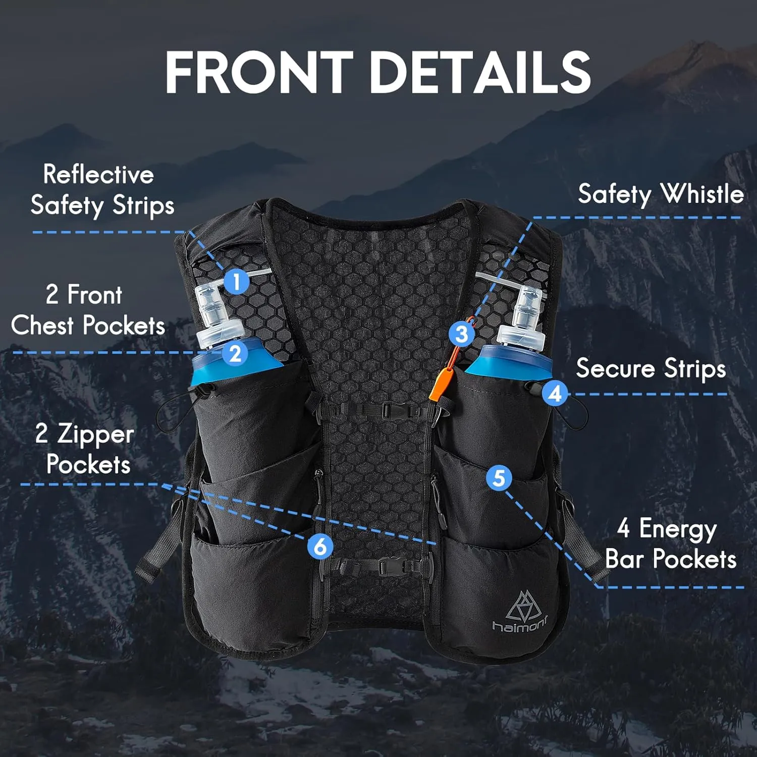 Haimont Running Hydration Vest, 5L Lightweight Runner Vest Pack for Women Men, Trail Running