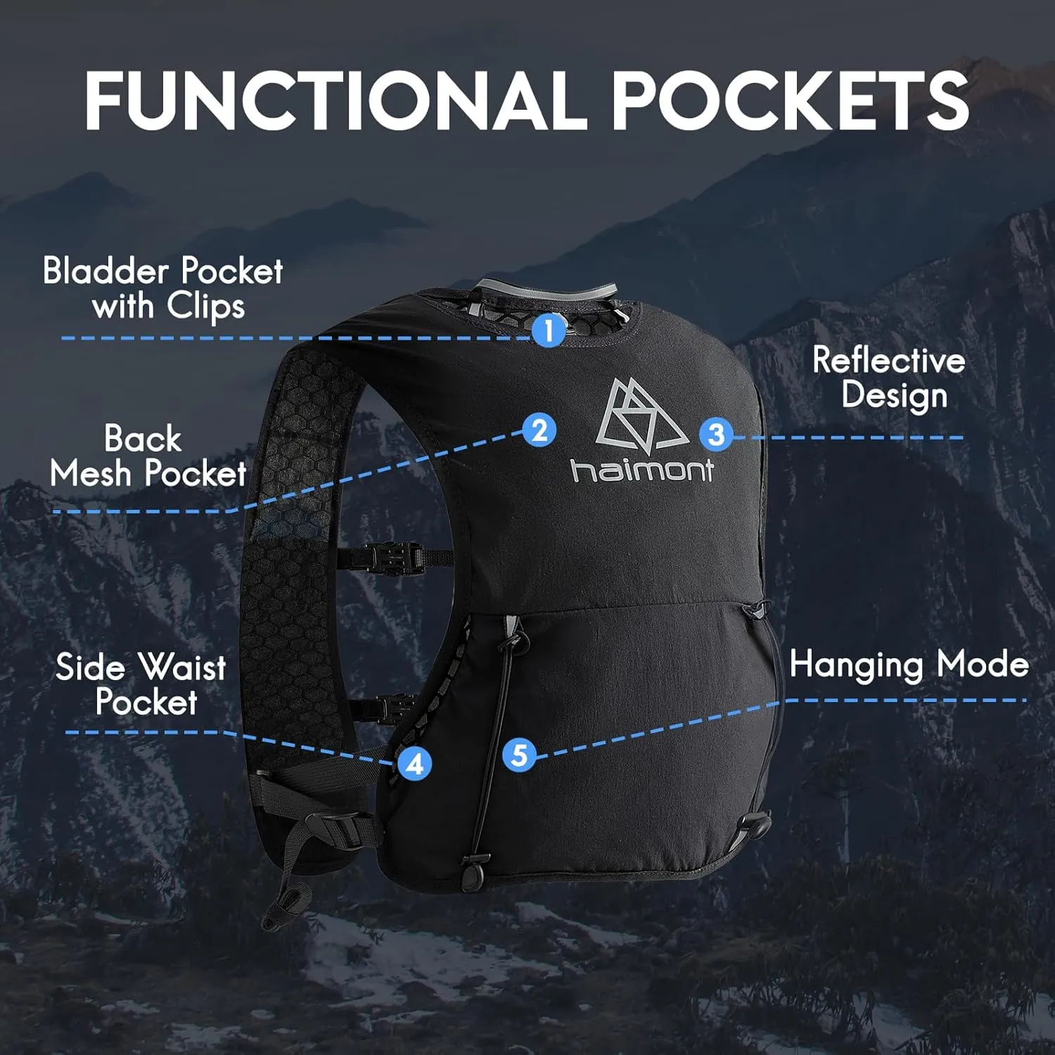 Haimont Running Hydration Vest, 5L Lightweight Runner Vest Pack for Women Men, Trail Running