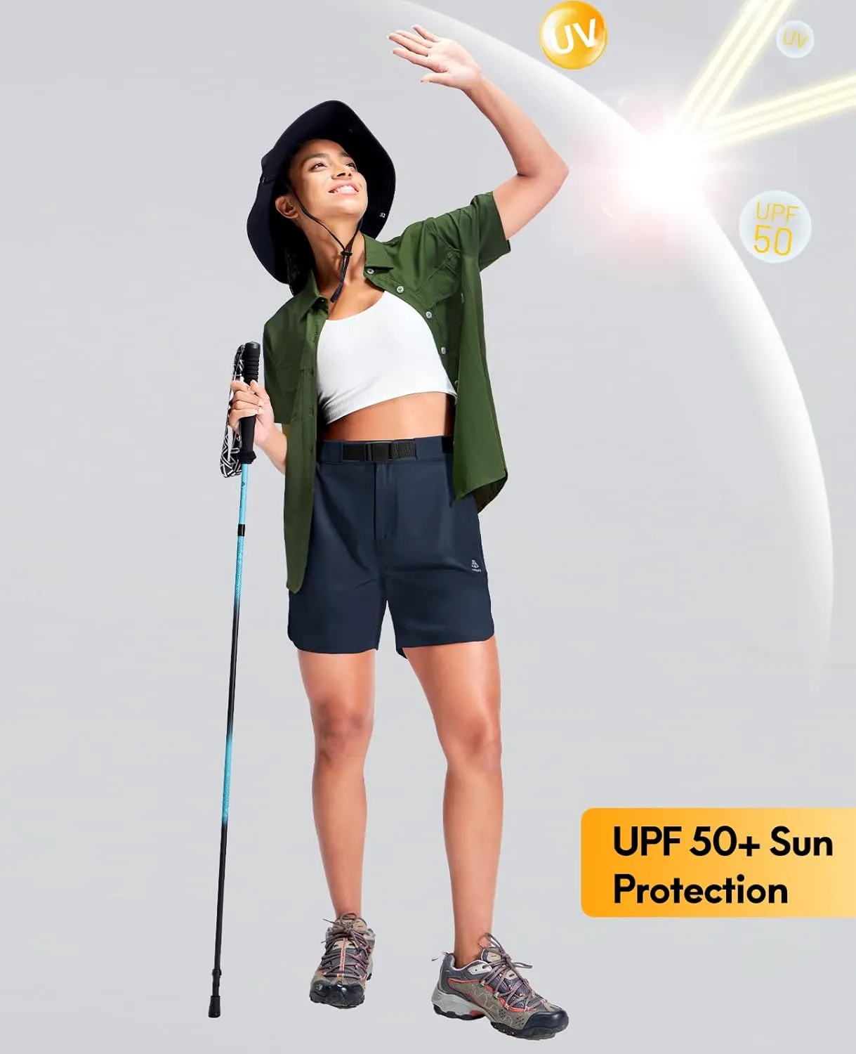 Haimont Women’s Hiking Shorts 5 inch with Pockets and Belt Quick Dry Stretch Lightweight Camping Travel Outdoor Shorts