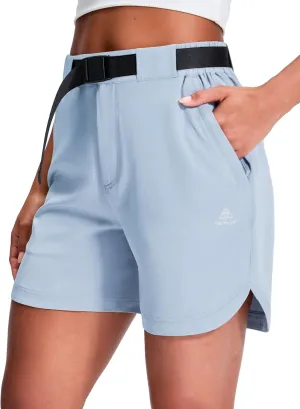 Haimont Women’s Hiking Shorts 5 inch with Pockets and Belt Quick Dry Stretch Lightweight Camping Travel Outdoor Shorts