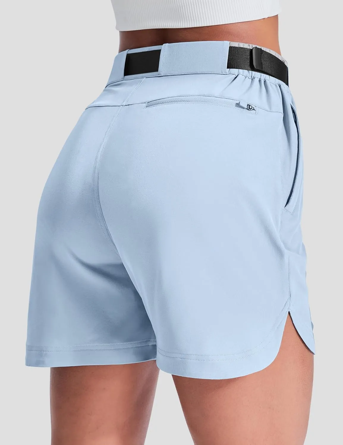Haimont Women’s Hiking Shorts 5 inch with Pockets and Belt Quick Dry Stretch Lightweight Camping Travel Outdoor Shorts